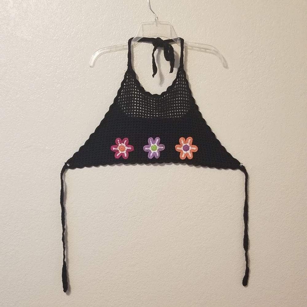 Black Knitted Halter Top